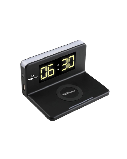 Portronics Desktop Wireless Charger with Alarm Clock and LED Lamp